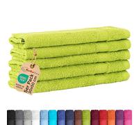 BaSaTex Lot de 5 serviettes d'invité en éponge 30x50 - Serviette d'invité en 100% coton Made in Green - Couleur: Vert pomme