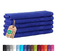 BaSaTex Lot de 5 serviettes d'invité en éponge 30x50 - Serviette d'invité en 100% coton Made in Green - Couleur: Bleu royal