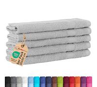 BaSaTex Lot de 5 serviettes d'invité en éponge 30x50 - Serviette d'invité en 100% coton Made in Green - Couleur: Argent