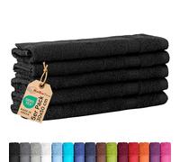 BaSaTex Lot de 5 serviettes d'invité en tissu éponge 30 x 50 cm - Serviettes invité en 100 % coton fabriquées en vert - Couleur : noir