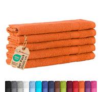 BaSaTex Lot de 5 serviettes d'invité en tissu éponge 30 x 50 cm - Serviettes invité en 100 % coton fabriquées en vert - Couleur : orange