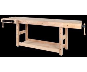 Base d’établi menuiserie 2500 mm – Plateau hêtre 120 mm – Étau longitudinal Bench13