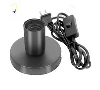 Base de lampe de bureau en métal noir E27, support de lampe à vis, support d'ampoule avec cordon interrupteur marche/arrêt, prise pour contenir une salle d'ampoule, 1/2 pièces US plug