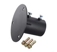 Base de poteau de clôture à maillons en acier avec vis latérales réglables | Bride ronde robuste pour poteaux de boîte aux lettres | Comprend des boulons d'extension et du matériel de fixation (65 mm)