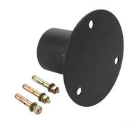 Base de poteau de clôture à maillons en acier avec vis latérales réglables | Bride ronde robuste pour poteaux de boîte aux lettres | Comprend des boulons d'extension et du matériel de fixation (78 mm)