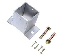 Base de Poteau en Acier Inoxydable Argenté pour Support de Poste | Vis, pour Sol en Béton et Supports de Boîte aux Lettres, Soutient la Partie Inférieure du Poteau