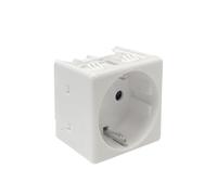 Base encastrable Schuko 2P+T avec obturateur, offrant une protection contre les contacts accidentels, parfaite pour garantir des installations électriques sûres.