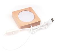 Base lumineuse LED en bois pour éclairage de décoration en cristal, M | Centre lumineux circulaire, base carrée en bois, bouton poussoir monté sur câble, éclairage vers le haut pour décoration en