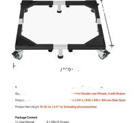 Base mobile, châssis en acier robuste, dimensions réglables, 1200 lb
