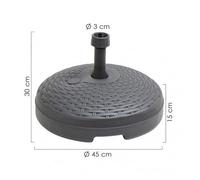 Base Parapluie Résine Simil Ratan Ø45x15 Cm. 20 Litres Anthracite