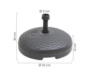 Base Parapluie Résine Simil Ratan Ø45x15 Cm. 20 Litres Anthracite