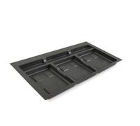 Emuca Base pour poubelles tiroir cuisine Recycle 3 cavités Plastique Gris anthracite 800 mm