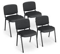 BASETBL Lot de 4 Chaises de Conférence Empilables sans Accoudoirs - Structure Métallique, Chaises de Réunion et d’Accueil Confortables, pour Salle d’Attente ou Réception, Noir