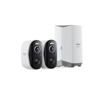 Baseus Caméra de Surveillance extérieure avec Batterie N1 Plus 2 caméras | 270 jours, 2K, 145 degrés, IP67, vision nocturne, caméra de surveillance sans fil Wi-Fi avec mémoire locale, personnes