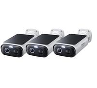 Baseus Security S1 Lite Lot de 3 caméras de Surveillance extérieures avec Batterie Solaire Wi-FI, IP67, résistant aux intempéries, 2 K, 135°, Vision Nocturne en Couleur, sans Frais, Compatible avec