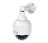 BASI Caméra dôme factice avec lumière LED clignotante | Caméra factice | Caméra de surveillance pour l'intérieur et l'extérieur protégé | Support à 360 ° | Blanc | CCTV