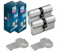 BASI Lot de 2 cylindres profilés V50 à double cylindre 40/50 mm - Fermeture identique - Cylindre profilé - Cylindre de porte pour portes d'entrée de maison - Serrure à cylindre avec 3 clés