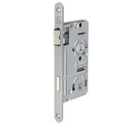 BASI Serrure à encastrer pour porte de chambre, dispositif WC/salle de bain, loquet rotatif, DIN droite/gauche, distance 78 mm, carré 8 mm, têtière 235 mm, largeur 20 mm arrondie, distance au canon 55