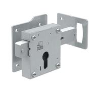 BASI Serrure de portail à visser pour portails en bois - Avec gâche - Dispositif pour cylindre profilé - Utilisable DIN droite/gauche - Verrou 6 tours