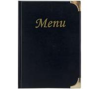 SECURIT - Porte-Menu Basic Line - 4 Inserts Fixes Double Face = 8 Pages A5 - Pour Café, Bar, Restaurant - PVC - Coloris Noir