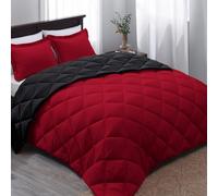 Basic Beyond Parure de lit pour très Grand lit - Parure de lit Rouge et Noire, Parure de lit réversible pour Toutes Les Saisons, 1 Couette (264,2 x 233,7 cm) et 2 taies d'oreiller (50,8 x 91,4 cm +