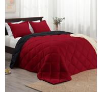 Basic Beyond Parure de lit Rouge et Noire pour Grand lit, Parure de lit réversible pour Toutes Les Saisons, 1 Couette (223,5 x 233,7 cm) et 2 taies d'oreiller (50,8 x 66 cm + 5,1 cm)