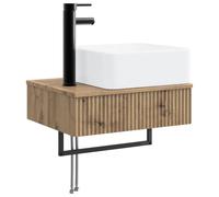 Basin de lavage mural Chêne artisanal 53 x 35 x 39 cm