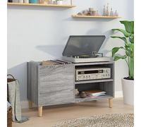 Basinlix Armoire à plaques gris sonoma 84,5 x 38 x 48 cm en bois avec plateau supérieur stable pour collection de LPs, polyvalente comme armoire d'appoint, buffet ou vitrine dans le salon, le bureau