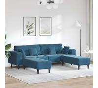 Basinlix Canapé moderne 3 places bleu avec housse en velours 250 x 188 x 76 cm avec coussin de dossier et accoudoirs, cadre en contreplaqué robuste, design élégant pour salon, chambre d'amis, bureau