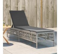 Basinlix Chaise longue avec coussin, gris clair, en polyrotin, dossier réglable, rembourré, résistant aux UV, chaise longue de jardin pour terrasse, balcon, piscine