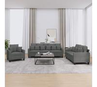 Basinlix Ensemble de 3 meubles rembourrés avec coussins gris foncé pour salon, salle à manger, chambre d'amis, bureau, avec espace de rangement, dossier, accoudoir, canapé-lit, paysage de vie