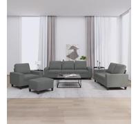 Basinlix Ensemble de 4 meubles rembourrés en tissu gris foncé avec canapé d'angle, banquette et espace de rangement pour salon, chambre d'amis, bureau, pour se détendre, lire et regarder la télévision