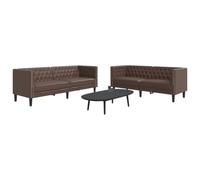 Basinlix Lot de 2 canapés Chesterfield en similicuir marron avec meubles rembourrés, canapé d'angle élégant avec espace de rangement, coin salon confortable, idéal pour lire, regarder la télévision