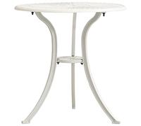 Basinlix Table de jardin blanche en fonte d'aluminium - 62 x 62 x 65 cm - Table de terrasse avec trou de parasol - Table de balcon pour jardin, balcon, terrasse, camping, pique-nique, idéale pour la