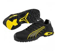 Puma Basket de sécurité Amsterdam Low S3 cuir nubuck embout aluminium noir/jaune Taille 45