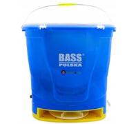 BASS POLSKA Épandeur d'engrais sans fil 20 l, semoir à sac à dos avec batterie Li-ion, largeur d'épandage de 10 m, pour engrais, graines d'herbe, sel et sable, protection de charge NTC