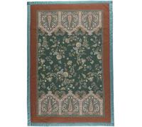 Bassetti Plaid Indian Roses 100% Coton de Couleur Verte V1, Dimensions : 135 x 190 cm - 9333425