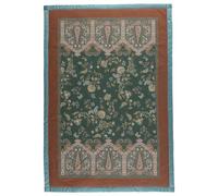 Bassetti Plaid Indian Roses 100% Coton de Couleur Verte V1, Dimensions : 135 x 190 cm - 9333425