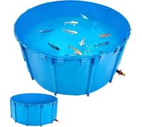 Bassin à poissons en toile Bassin à poissons hors sol Bassin à koïs rond de 1320 gallons (bleu)