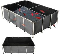 Bassin à poissons en toile, bassin à poissons hors sol de 470 gallons, aquarium pour carpes koï en PVC avec panneau transparent, aquarium rectangulaire pour poissons rouges avec cadre en acier inoxyda
