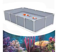 Bassin à poissons en toile PVC imperméable avec valve de vidange et support en métal facile à installer pour le culte du jardin en plein air - Parfait pour les poissons et les plantes de tic