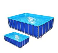 Bassin à poissons en toile robuste - Réservoir carré pliable avec cadre de support - Réservoir en tissu enduit de couteau pour l'aquaculture, l'élevage de carpes koï, l'irrigation