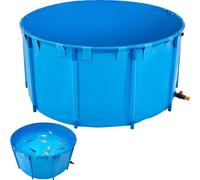 VEVOR Bassin à Poissons Hors Sol, Capacité 3100 L, Étang à Poissons en Toile PVC, avec Cadre Stable en Plastique et Vanne de Vidange, pour Aquaculture, Élevage de Poissons Rouges, Carpes, Koïs, Bleu