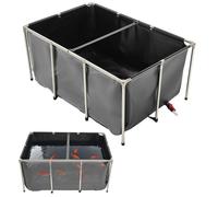VEVOR Bassin à Poissons Hors Sol, Capacité 1023,3 L, Étang à Poissons en Toile PVC, avec Panneau Transparent, Cadre en Acier Inoxydable et Vanne de Vidange, pour Poissons Rouges, Carpes, Koïs, Noir