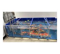 Bassin à poissons pliable en toile avec panneau de vue transparent - Aquarium portable pour intérieur/extérieur, piscine tortue sans creuser avec cadre et vanne de vidange