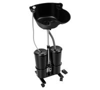Bassin de lavage pour shampooing portable - Station de lavage capillaire mobile - Double bac de 10 litres - Pompe à eau électrique - Réglable en hauteur et en inclinaison - Noir