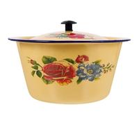Bassin Rétro en Émail avec Couvercle, Rangement Fruits et Épices | Fabrication Monobloc, Surface Lisse, Anti-rouille et Lavage Facile, Esthétique Vintage Classique Cuisine, Style Aléatoire