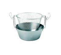 Artame Friteuse traditionnelle inox 30 cm – panier en inox, fond thermique, gris
