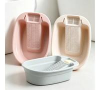 Bassine à laver en plastique avec planche à laver intégrée, bassine à linge portable avec porte-savon, bassine antidérapante pour se laver les mains, bassine avec planche à laver intégrée, bassine mén