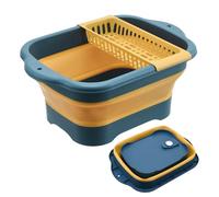 Bassine à vaisselle pliable avec poignée de bouchon de vidange - Panier à linge multifonction pour légumes, fruits et légumes pliable, boîte de rangement pour le camping, la maison, le pique-nique